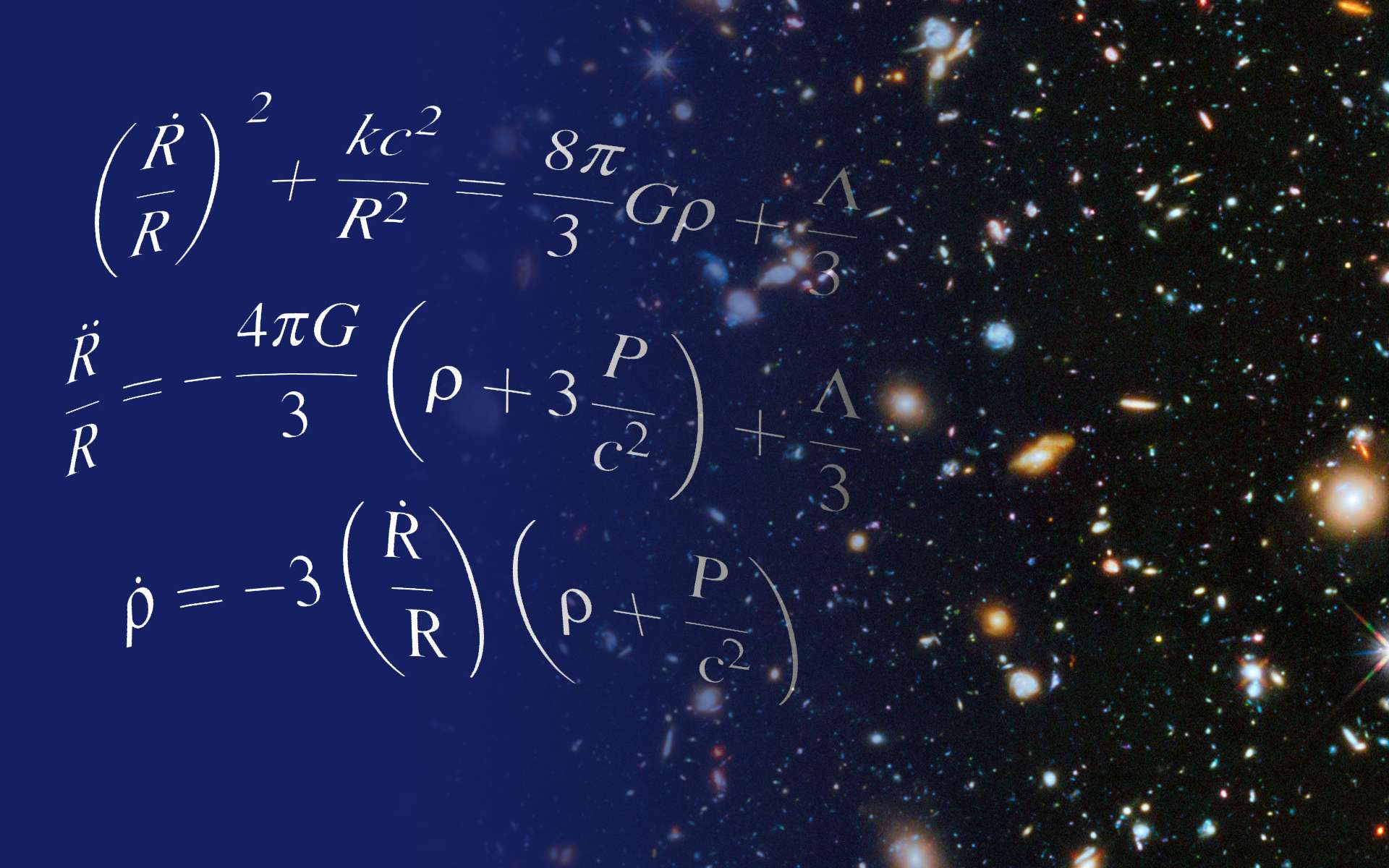 Les équations d'Einstein pour la cosmologie du modèle standard contiennent un terme décrivant une énergie particulière dans l'univers. L'étude des galaxies a montré que ce terme existait bien, il s'agit de l'énergie noire, qui accélère l'expansion du cosmos depuis quelques milliards d'années. © Shane L. Larson