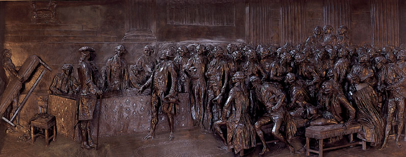 Mirabeau répondant au marquis de Dreux-Brézé lors de la séance du 23 juin 1789. Bronze de Aimé-Jules Dalou. © Assemblée nationale