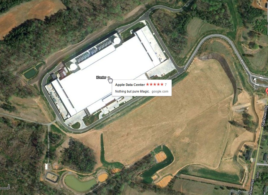 Vue aérienne du datacenter d’Apple à Maiden en Caroline du Nord. © Google Maps