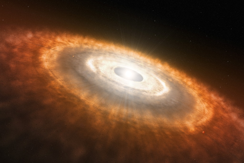 Une vue d'artiste d'un système planétaire en formation. © ESO/L. Calçada