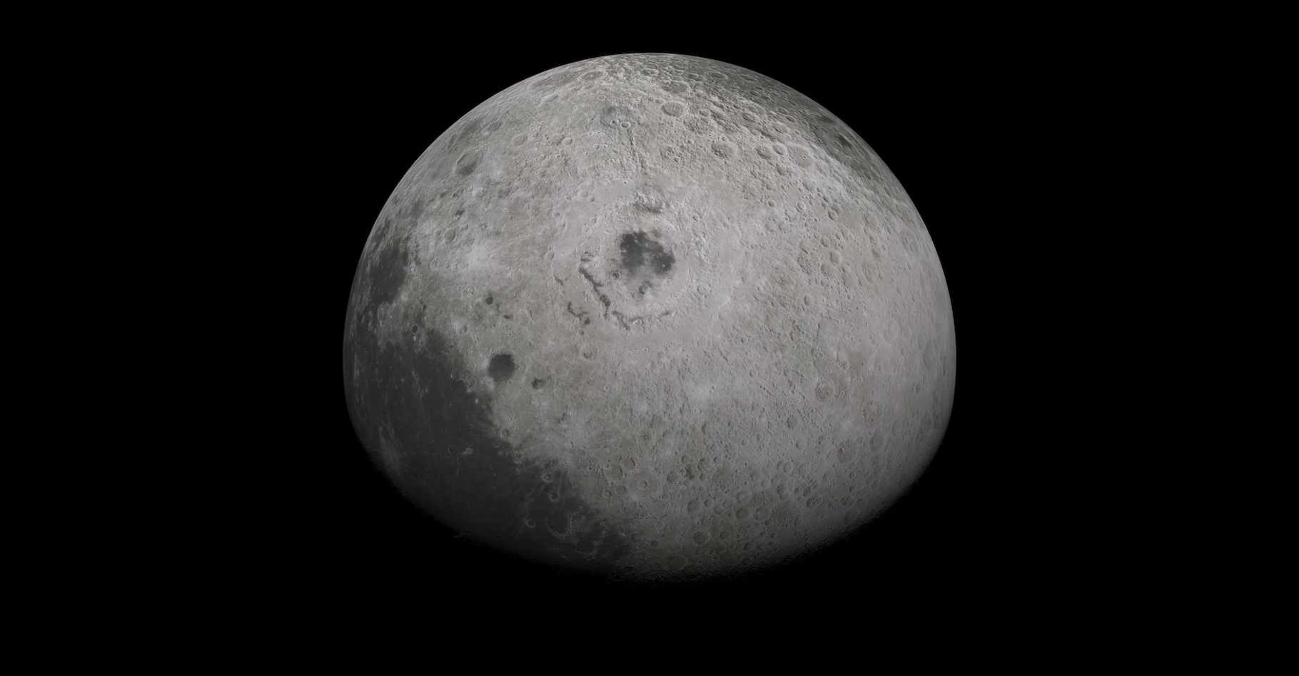 Selon des chercheurs de l’université de l’Arizona (États-Unis), le double cratère mystérieux observé sur la face cachée de notre Lune est le fait d’une fusée chinoise qui devait porter une charge non divulguée. © SN, Adobe Stock