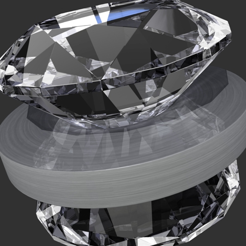 Une vue d'artiste de l'enclume en diamant utilisée pour obtenir l'aérogel. © Kwei-Yu Chu/LLNL