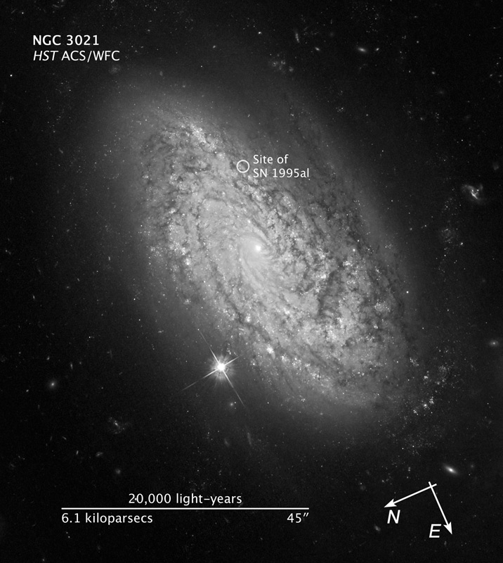 La galaxie NGC 3021 étudiée dans le cadre du projet SHOES. Crédit : Nasa-Esa