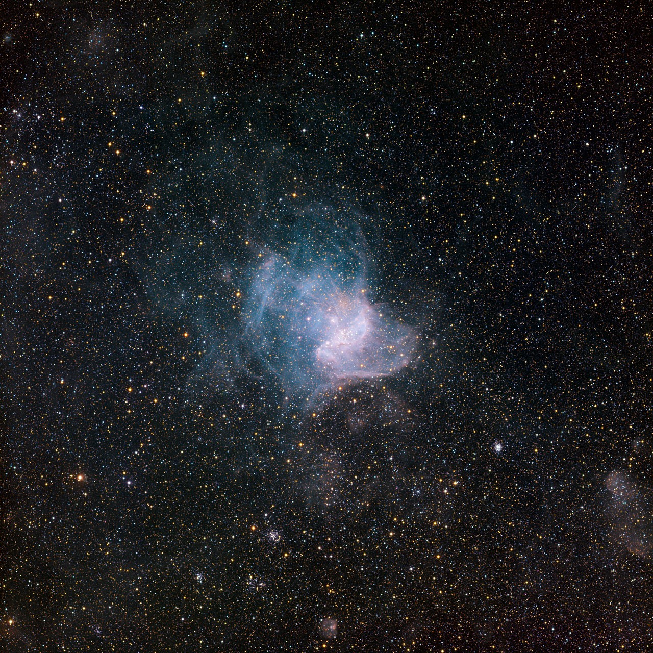 NGC 346, une pouponnière de jeunes étoiles au cœur d'une nébuleuse à émission. Crédit : ESO