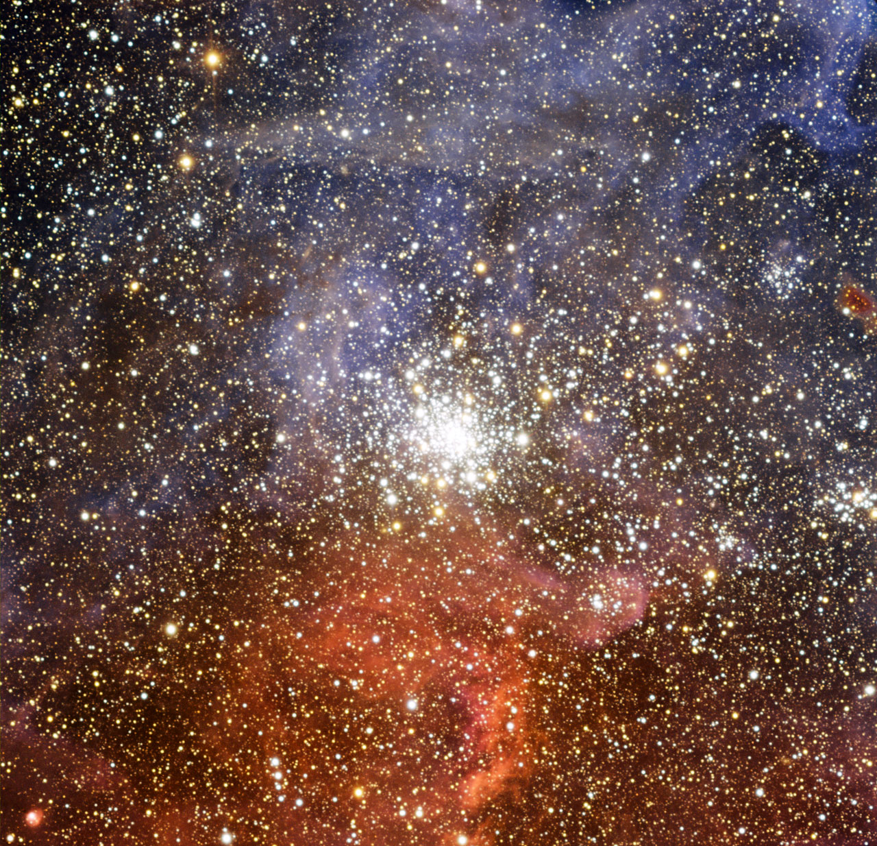 NGC 2100, un brillant amas d'étoiles dans le Grand Nuage de Magellan. © ESO