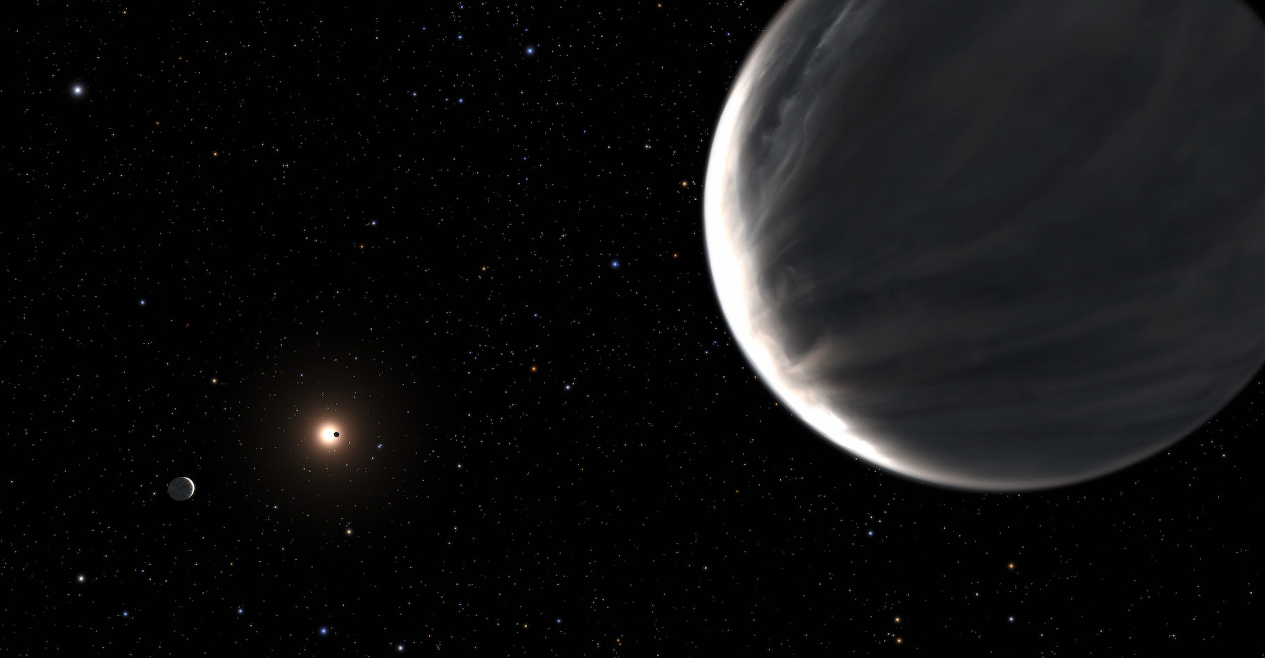 Dans le système planétaire Kepler-138 — ici en vue d’artiste — se cachent deux planètes faites essentiellement d’eau. © Nasa, ESA, L. Hustak (STScl)