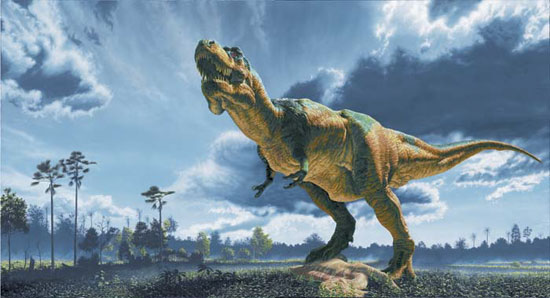 Un T-Rex. Crédit : 2005 The Field Museum, GN89907c, peinture de John Gurche
