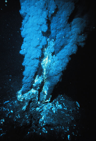 Grâce à des sources hydrothermales dans le fond des océans, certains êtres vivants arrivent à trouver les conditions suffisantes pour s'épanouir.&nbsp;© NOAA, Wikipédia, DP