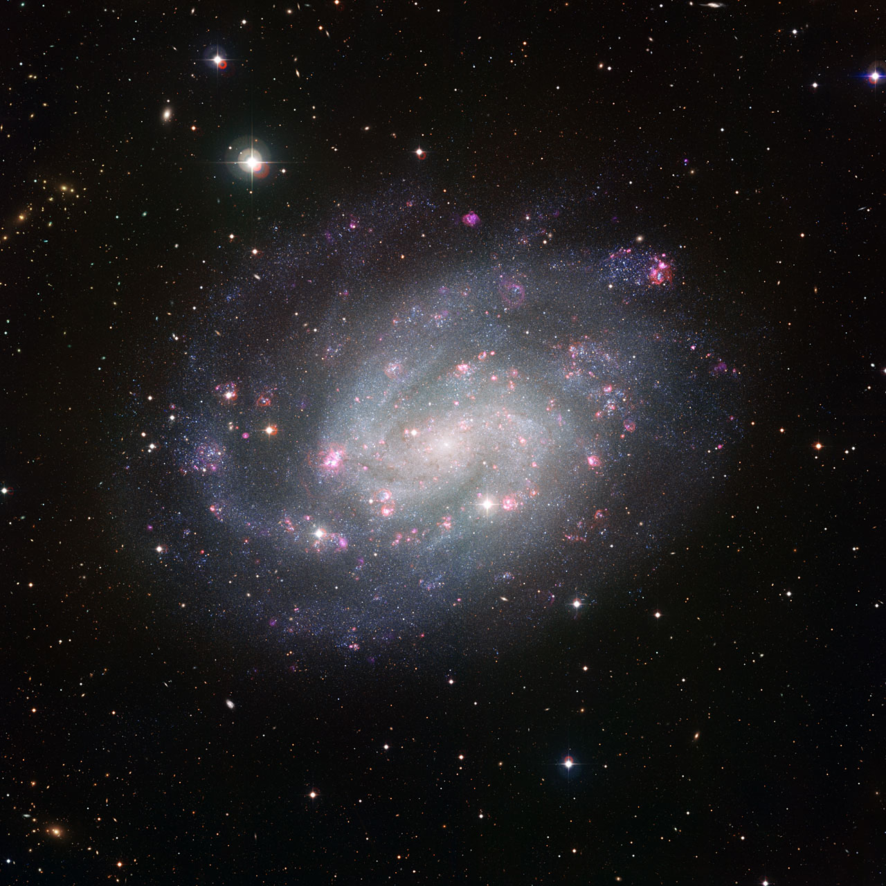 A 6 millions d'années-lumière, la galaxie NGC 300, située dans la constellation du Sculpteur, ressemble beaucoup à la nôtre. Une aubaine pour les astronomes de l'Eso qui viennent d'en réaliser cette image très détaillée. Crédit Eso