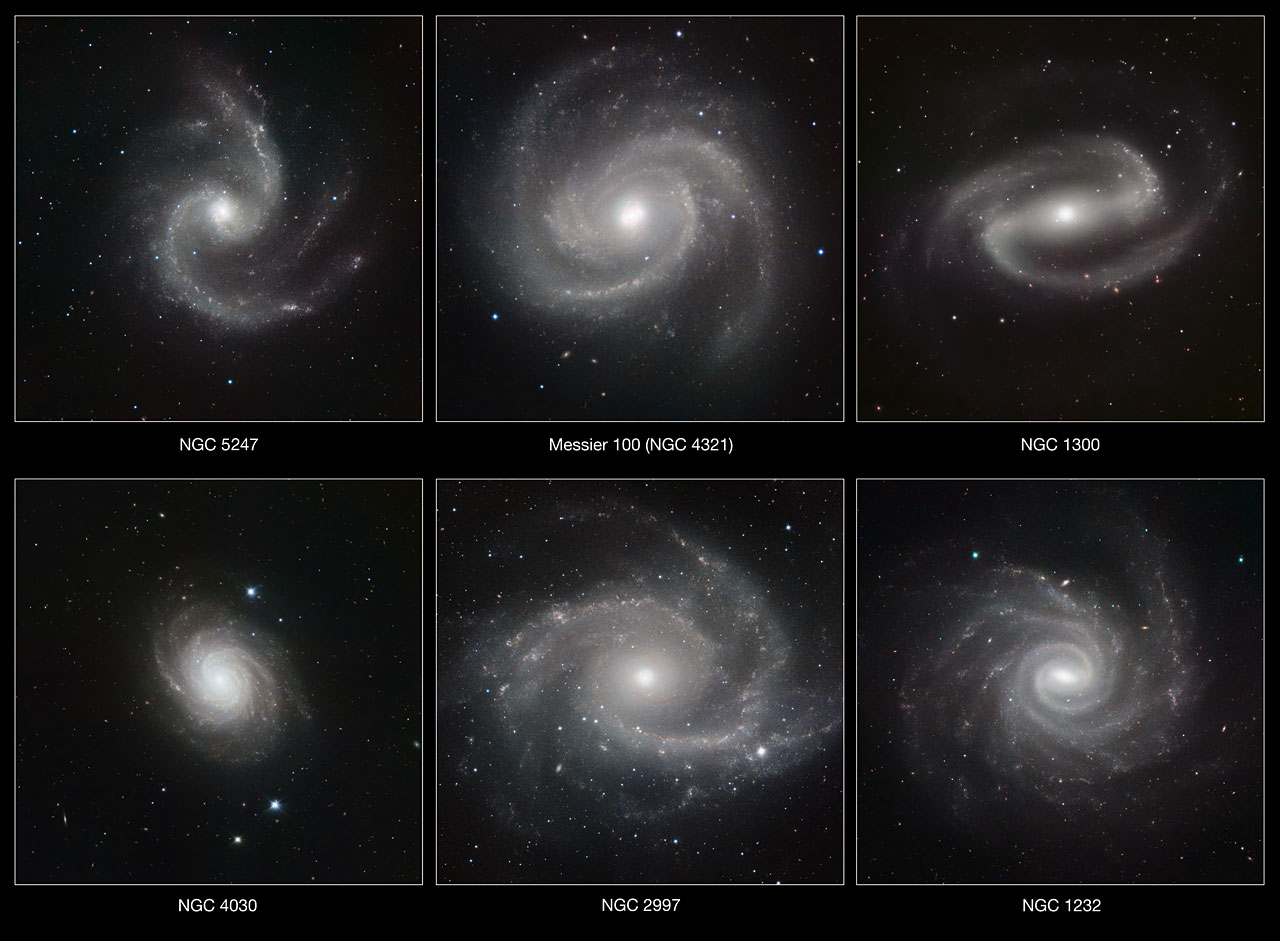 Six photos de galaxies prises avec le Very Large Telescope (VLT) de l'observatoire du Paranal au Chili. Les photos ont été prises dans l'infrarouge, grâce à l'HAWK-I © ESO/P. Grosbøl