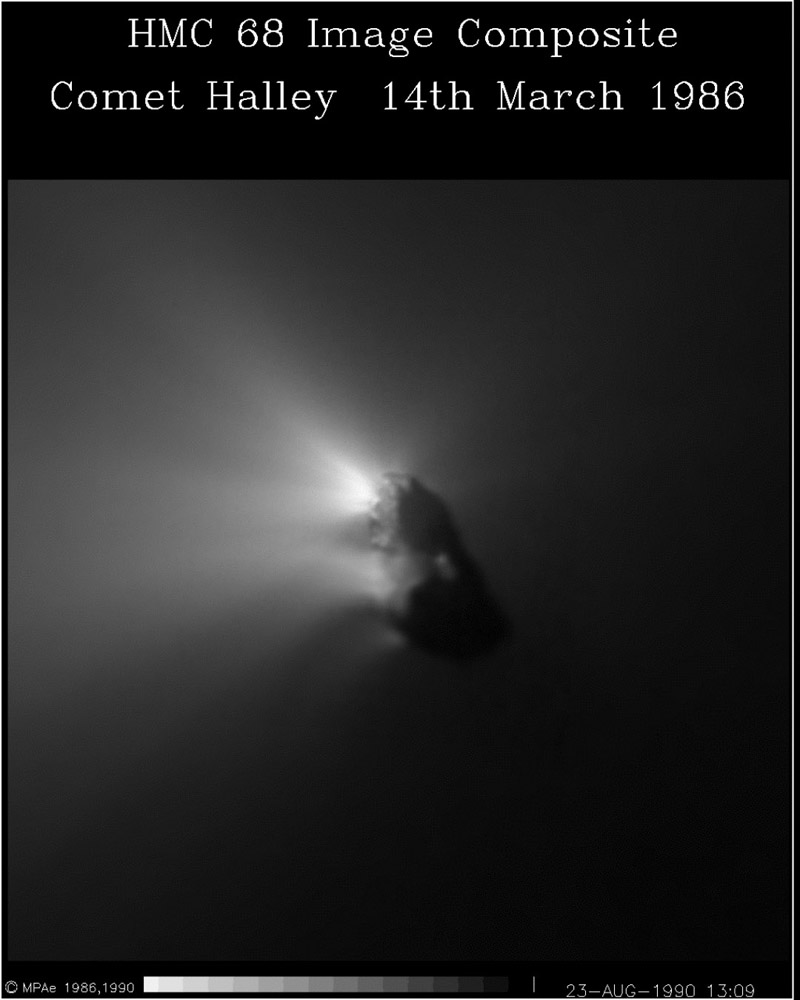 Le noyau de la comète de Halley vu par la sonde Giotto en 1986. © Esa/MPAE