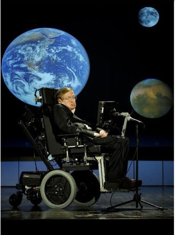 Le système de communication qu’utilise Stephen Hawking lui a été  fourni par Intel. Il consiste en une tablette Lenovo qu’il contrôle  grâce aux mouvements de sa joue. Il pilote ainsi l’interface et compose des  mots qui sont ensuite retranscrits par un synthétiseur vocal. © Stephen Hawking