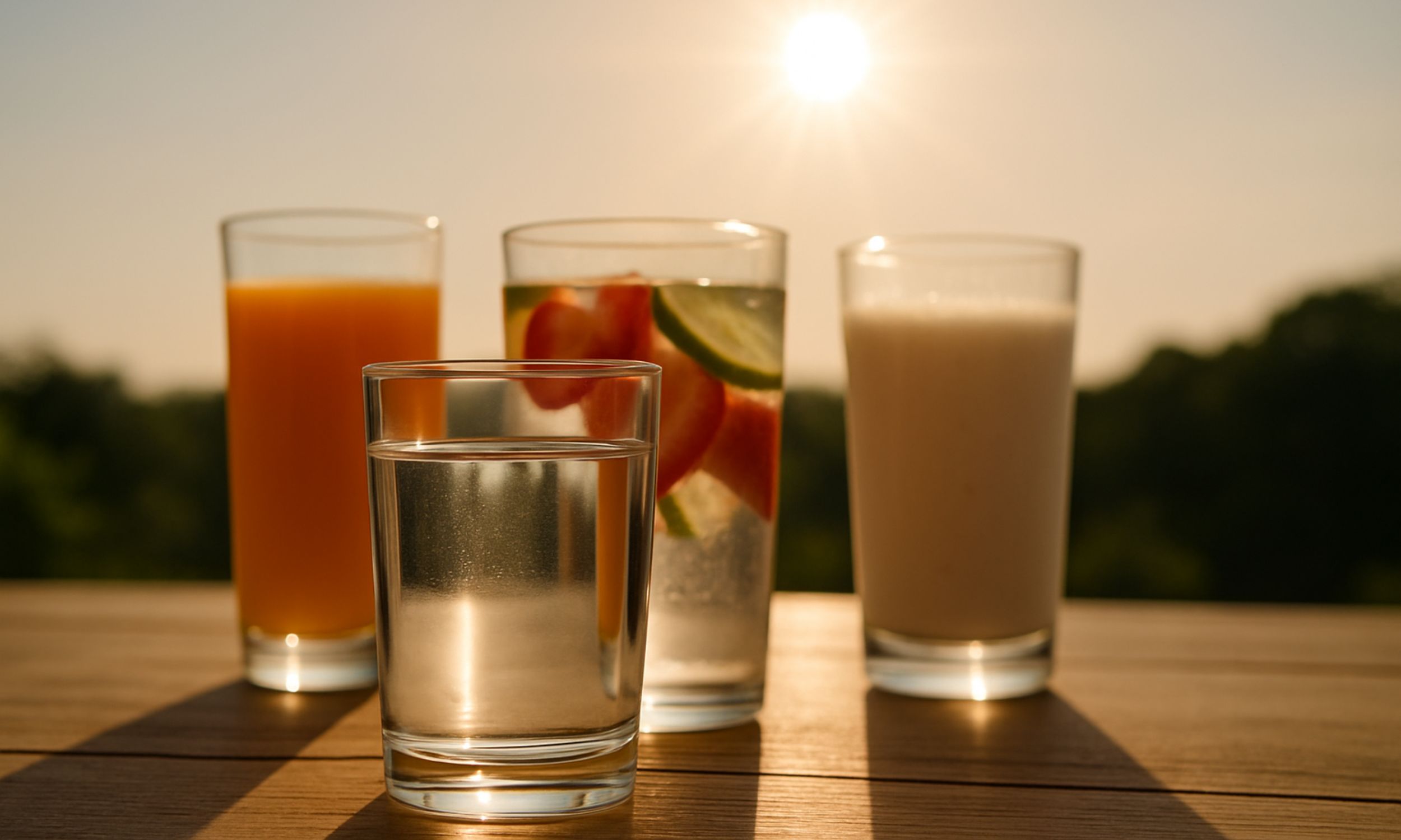 Si l'eau est la boisson de référence pour l'hydratation, il existe des alternatives. © LP, Chat GPT 