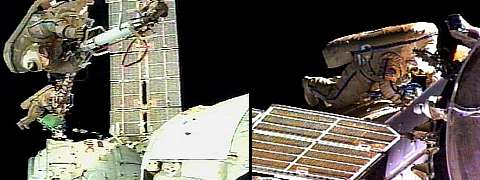 Images de la sortie des astronautes, retransmises en direct par Nasa-TV. Source: Nasa