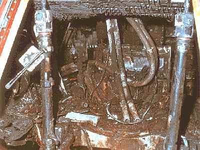 L'intérieur du vaisseau Apollo après l'incendie. Crédit Nasa.