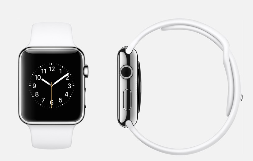 Voici à quoi ressemble la très attendue Apple Watch. La montre connectée fera office de compagnon pour l’iPhone (6, 6 Plus et 5) mais aussi de bracelet de suivi d’activité. Sa sortie est prévue début 2015. © Apple