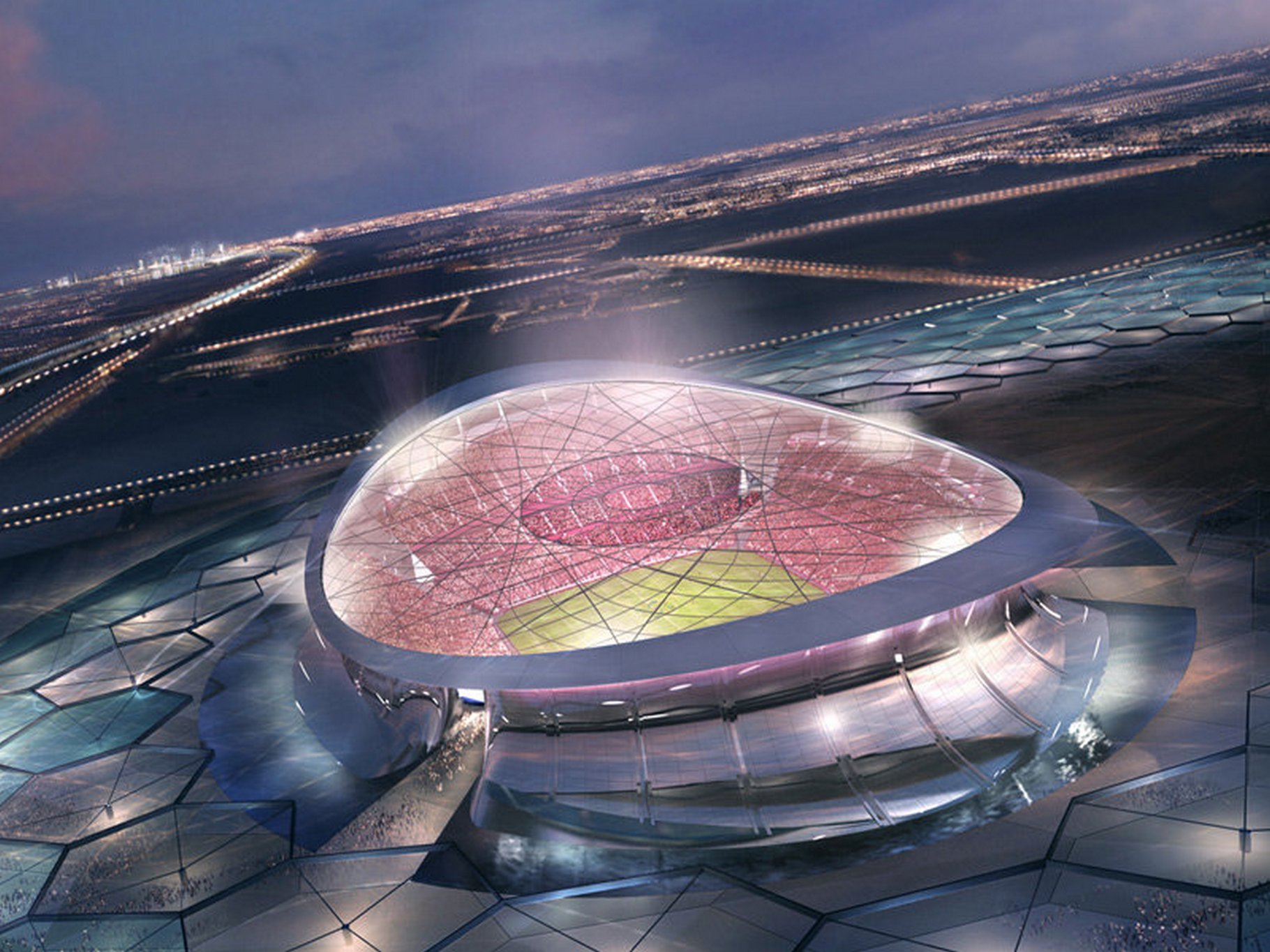 Le Lusail Iconic Stadium est le stade qui accueillera la cérémonie d’ouverture ainsi que la finale de la Coupe du monde 2022 au Qatar. Sa construction coûtera à elle seule 38 milliards de dollars (environ 34 milliards d'euros au cours actuel). © Supreme Committee for Delivery &amp; Legacy Technical Delivery Office, Fifa