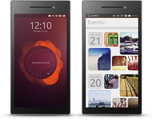 L’Ubuntu Edge est un smartphone d’un nouveau genre qui peut à la fois disposer d’Android ou d’Ubuntu pour mobile en tant qu’OS et se transformer en un véritable PC de bureau, une fois posé sur un dock qui le relie à un écran, un clavier et une souris. L’interface classique d’Ubuntu apparaît alors avec ses applications habituelles. C’est, entre autres, ce qui explique pourquoi une configuration matérielle musclée est nécessaire pour ce smartphone particulier. © Canonical