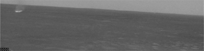 Tempête de poussière sur Mars vue par Spirit le 15 Mai 2005