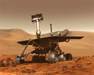 Image de synthèse montrant un des 2 rovers sur Mars.Crédit : NASA