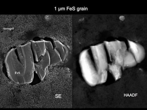 Les analyses révèlent la présence de grains de FeS dans les échantillons(Crédits : NASA)