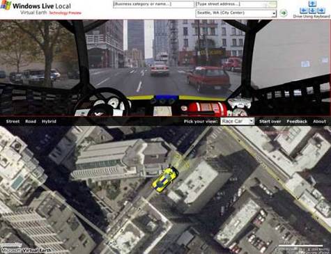 La nouvelle extension de Virtual Earth vous propose d'arpenter les rues de votre ville préférée !(Crédits : MSN/Virtual Earth)