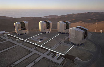 Les 4 télescopes de 8,2 m du Very Large Telescope