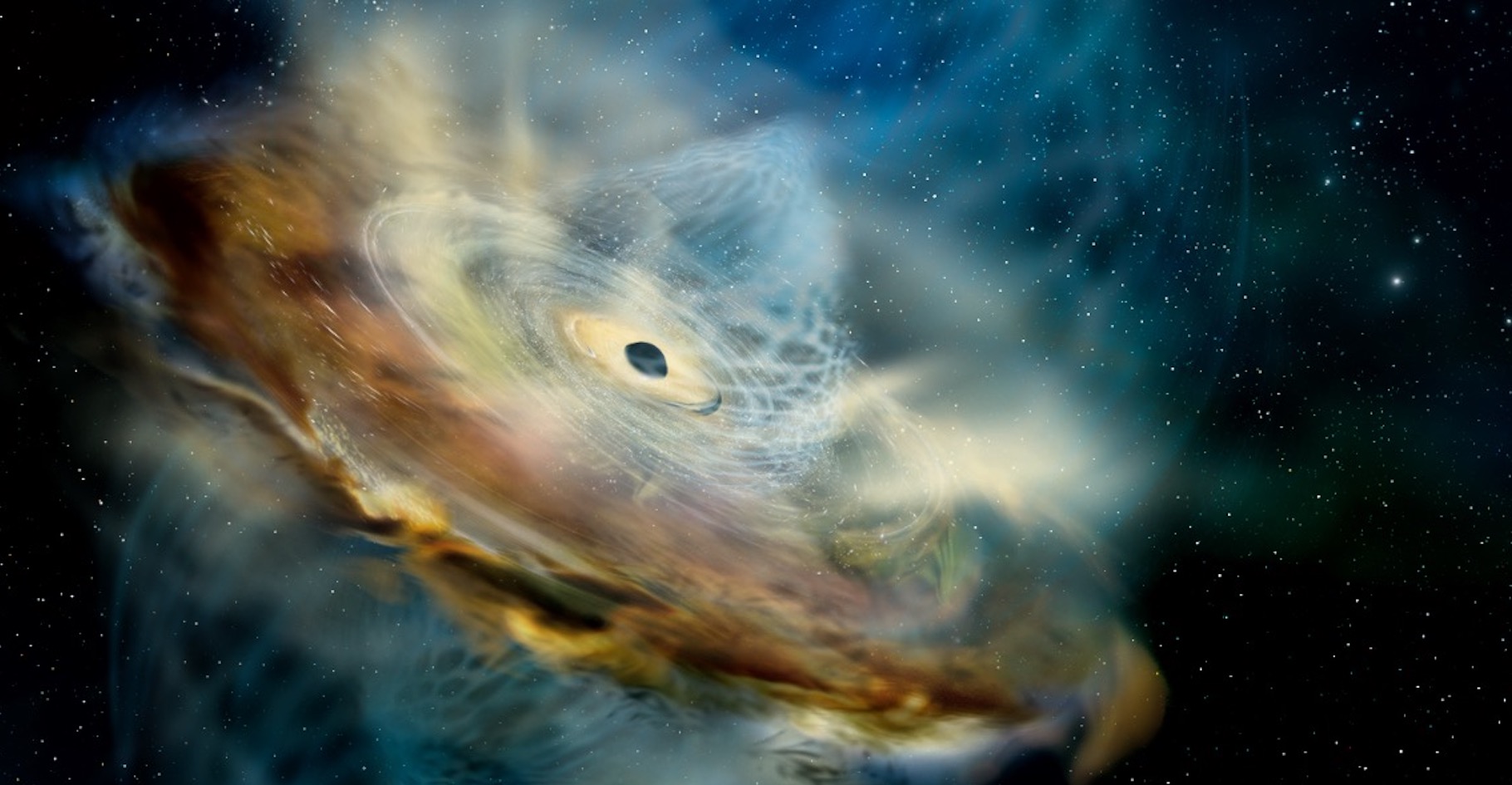De drôles d’observations faites sur une galaxie située à 236 millions d’années-lumière de notre Terre laissent penser aux astronomes de la Nasa que le trou noir supermassif caché en son centre a connu une inversion de champ magnétique. © Nasa’s Goddard Space Flight Center