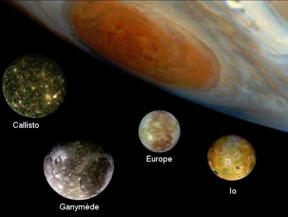 Les quatre satellites galiléens de Jupiter, les plus célèbres, sont accompagnés désormais de 62 autres corps célestes plus discrets. © Nasa
