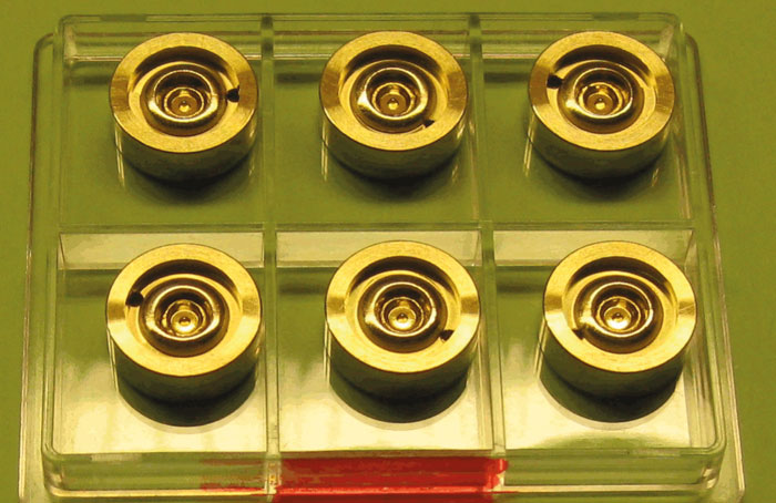 Des prototypes de lentilles gamma en or étudiés par les chercheurs.&nbsp;©&nbsp;Dietrich Habs