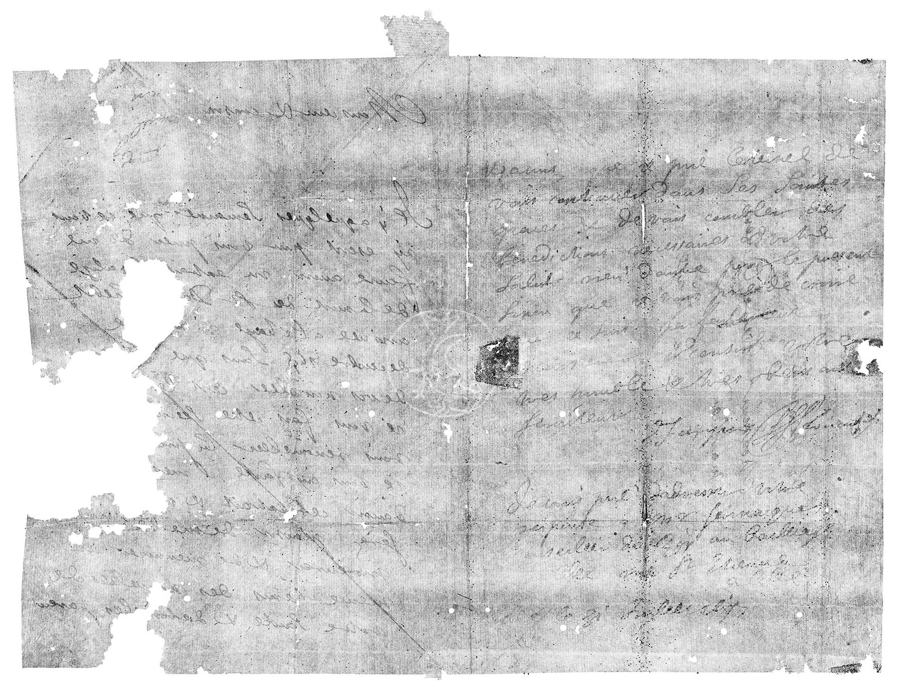 Cette lettre scellée datant de 1697 a été virtuellement ouverte grâce à une technique développée par des chercheurs. © Unlocking History Research Group