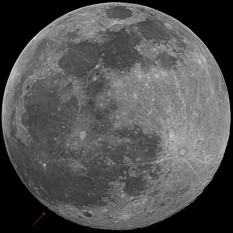 Zone de l'impact lunaire observé le 11 février 2011. © GLRG 