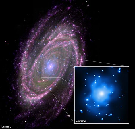 La galaxie spirale M81. © Nasa/CXC/Wisconsin/D.Pooley & CfA/A.Zezas; Optical: Nasa/Esa/CfA/A.Zezas; UV: Nasa/JPL-Caltech/CfA/J.Huchra et al.