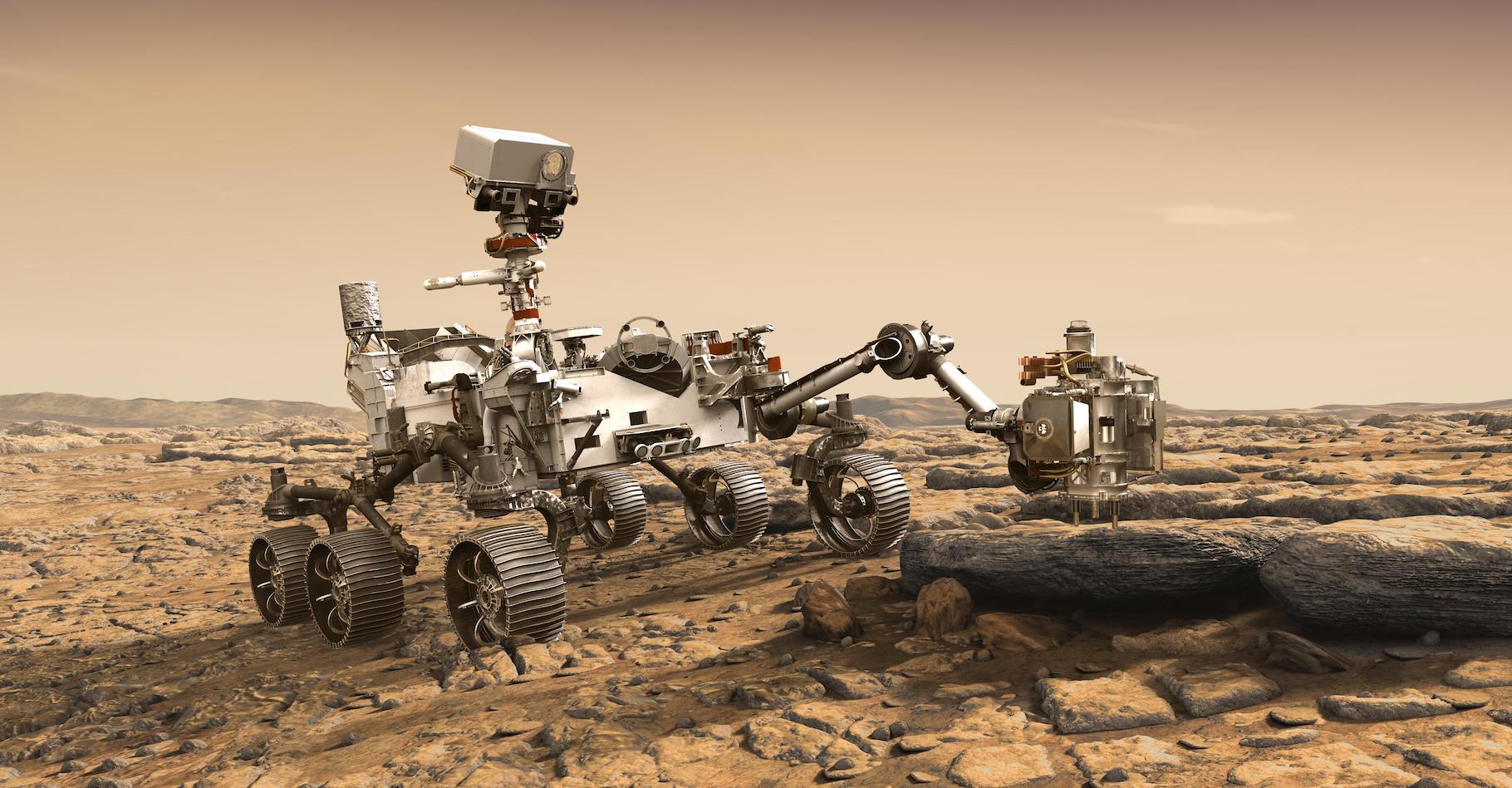 Perseverance est notamment attendu, car il prélèvera des échantillons de sol martien destinés à être ensuite ramenés sur Terre. © JPL-Caltech, Nasa