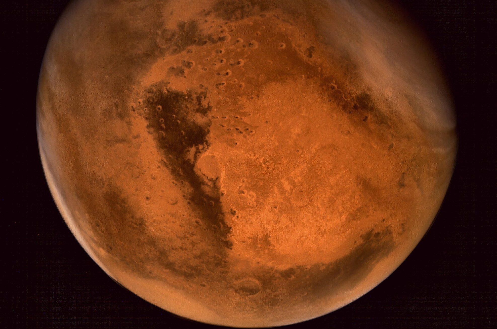 Une vue de la planète Mars obtenue grâce à la sonde indienne Mangalyaan. © Indian Space Research Organisation