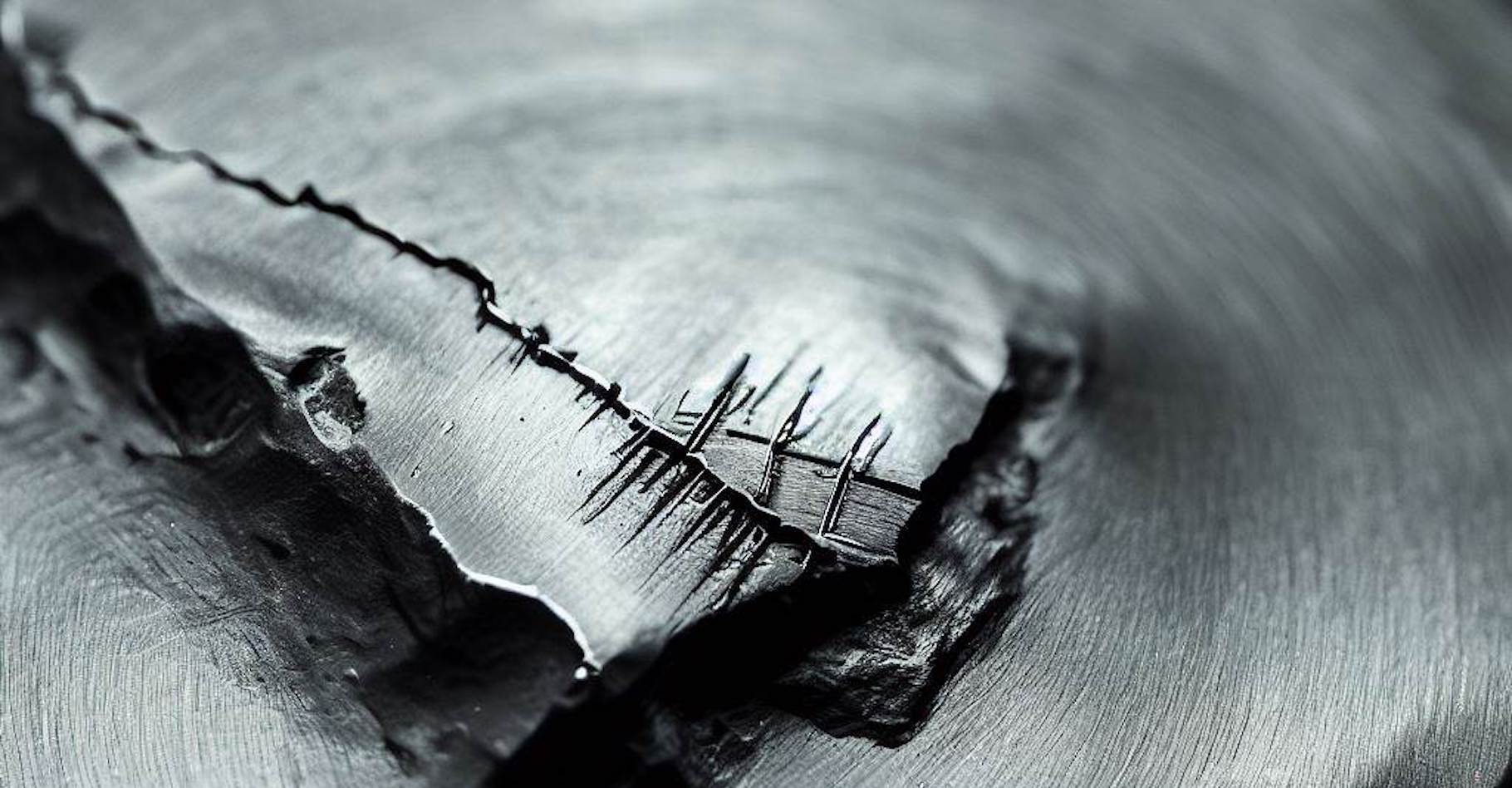 Des chercheurs des Sandia National Laboratories (États-Unis) ont observé que des fissures dans un morceau de platine peuvent se réparer toutes seules. © Microsoft Bing, DALL-E