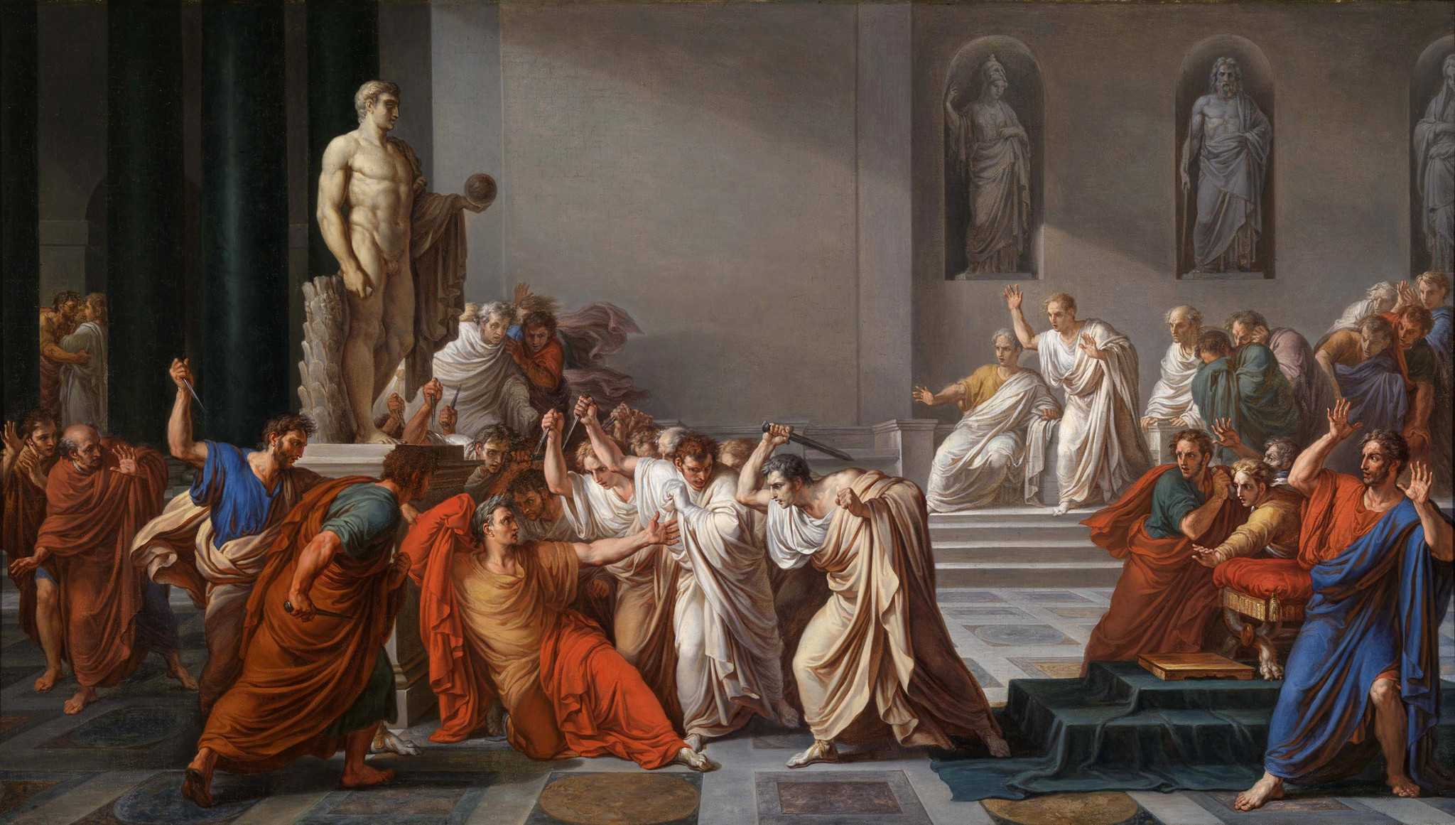 Comment est mort Jules César ? Ici, L'assassinat de Jules César, par Vincenzo Camuccini (1771-1844). © DP