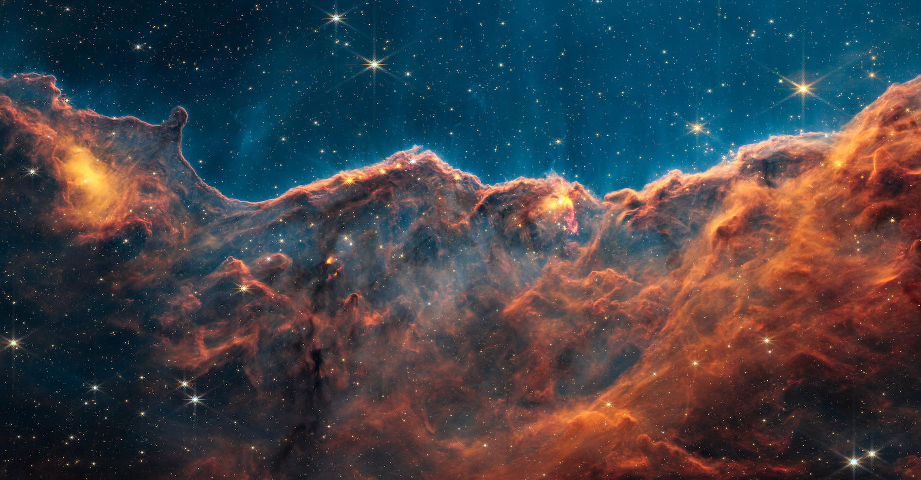 En juillet 2022, une image merveilleuse des « falaises cosmiques » de la nébuleuse de la Carène prise par le télescope spatiale James-Webb était publiée. Aujourd’hui, des astronomes nous racontent ce qu’elle leur a appris. © Nasa, ESA, CSA, STScI