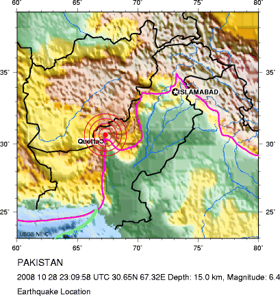 Le séisme a touché une région montagneuse à l'ouest du Pakistan, près de la frontière afghane. © USGS