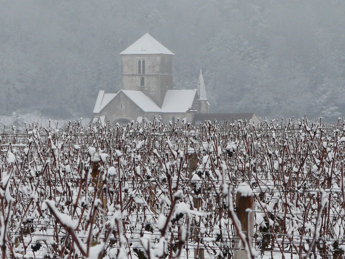 L'hiver sur l'église Saint-Symphorien à Nuits-Saint-Georges (21). © J.-B. Feldmann (http://montreurdimages.blogspot.com/)