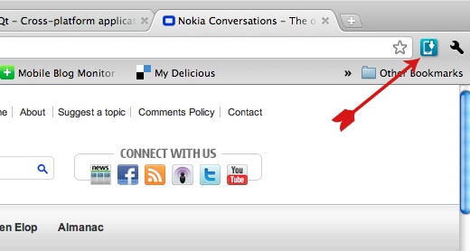 L'extension Nokia Drop dans le navigateur Chrome. © Nokia
