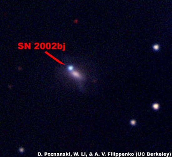 La supernova SN 2002bj observée en 2002. Crédit : Poznanski-www.berkeley.edu
