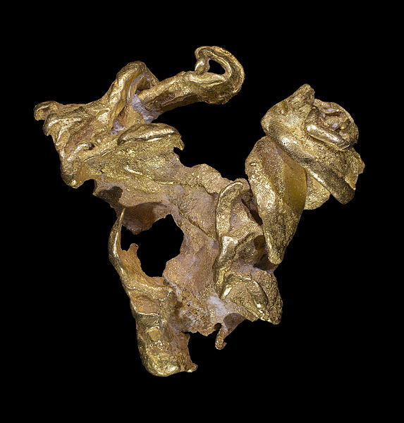 L’or est un matériau diamagnétique. Sur cette photo, de l'or natif issu d’une mine au Venezuela. © Didier Descouens, Wikimedia Commons, CC by-sa 4.0