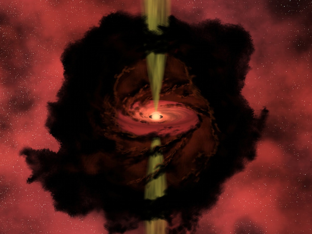 Une vue d'artiste d'une protoétoile enfouie dans un épais nuage de gaz et de poussières. Autour d'elle, cette matière en rotation commence à s'agglutiner : ces agrégats deviendront des astéroïdes, des comètes, des planètes ou des lunes. © Nasa