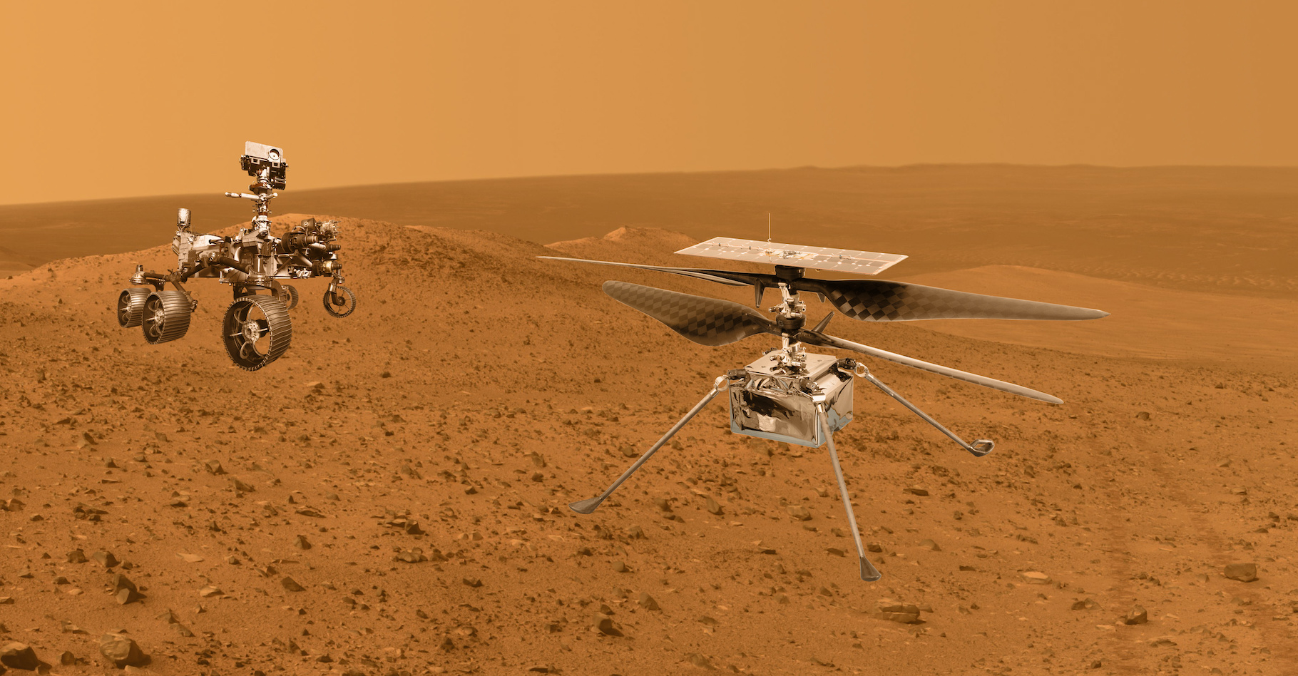 L’hélicoptère Ingenuity a été emporté sur Mars par le rover de la Nasa Perseverance. Depuis, il enchaîne les succès. © Fukume, Adobe Stock