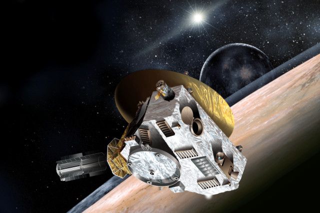  La sonde New Horizons a survolé Pluton le 14 juillet 2015. Elle se dirige à présent vers la ceinture de Kuiper pour visiter 2014 MU69. © Nasa