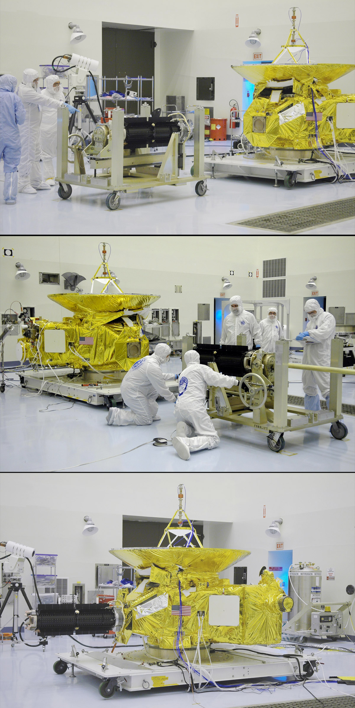 Installation du RTG de la sonde New Horizons de la Nasa, qui doit rejoindre la planète naine Pluton en juillet 2015. © Nasa