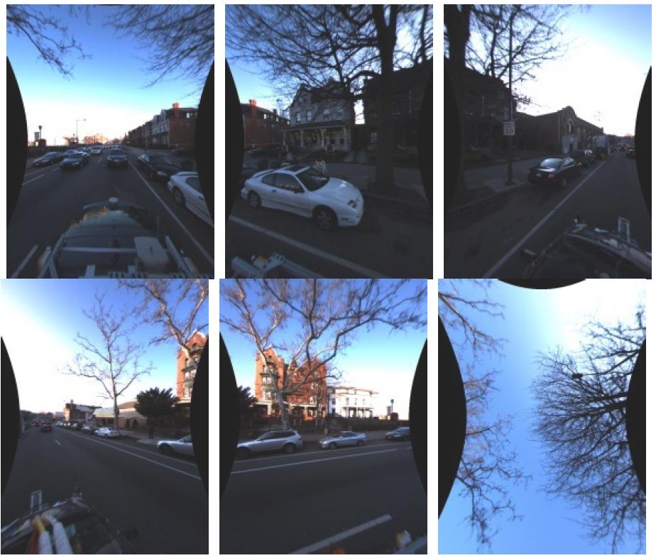 La caméra omnidirectionnelle filme en permanence l'intégralité du champ visuel autour de la voiture et suit le déplacement. © J.-P. Tardif, Y. Pavlidis et K. Daniilidis