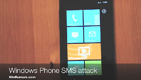 La réception d'un message sur l'écran d'accueil de Windows Phone 7 peut entraîner son blocage, et être le signe d'un piratage du téléphone. © WinRumors