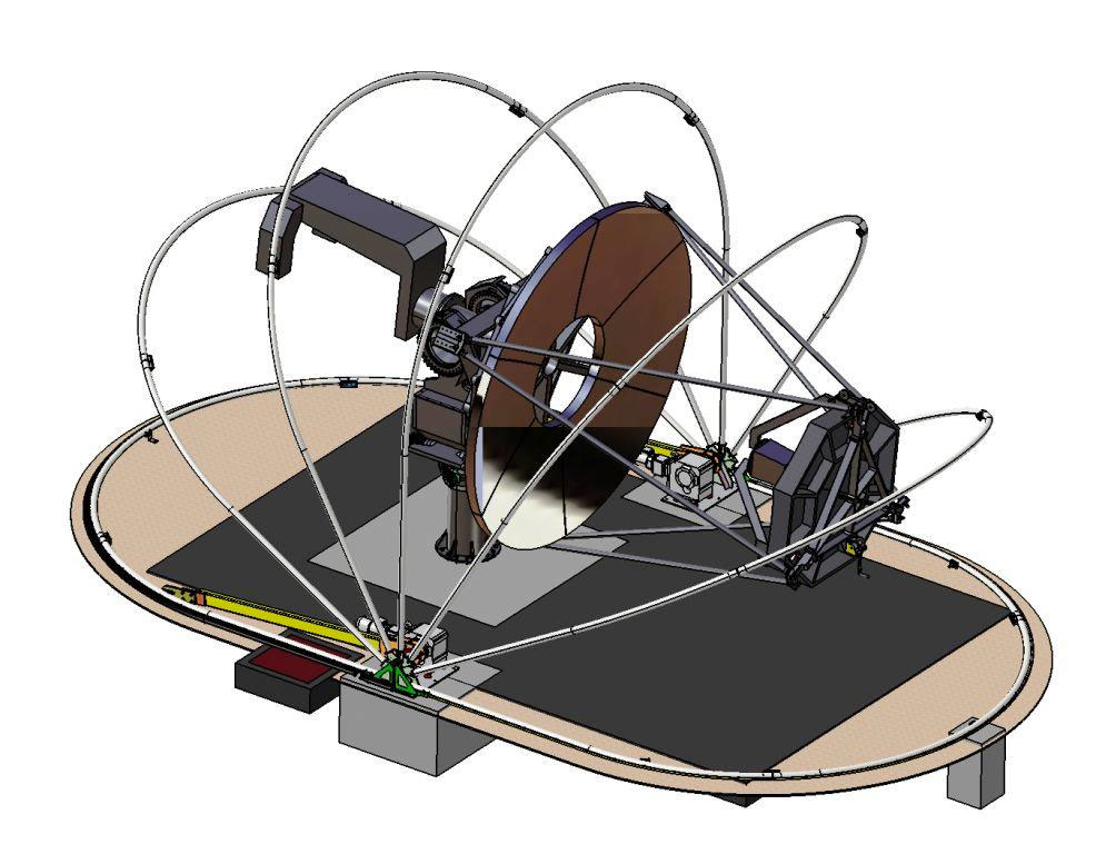Le prototype SST (Small Size Telescope) en cours de réalisation à l'observatoire de Meudon préfigure le futur grand observatoire des rayonnements gamma aux très hautes énergies. © Observatoire de Paris